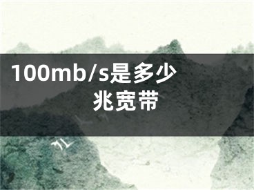 100mb/s是多少兆宽带