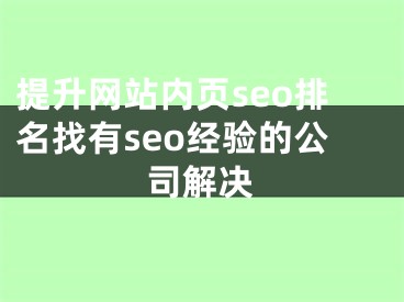 提升网站内页seo排名找有seo经验的公司解决