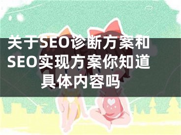 关于SEO诊断方案和SEO实现方案你知道具体内容吗 