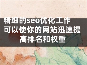 精细的seo优化工作可以使你的网站迅速提高排名和权重