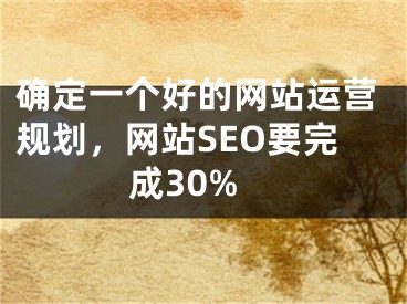 确定一个好的网站运营规划，网站SEO要完成30%
