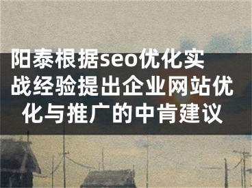 阳泰根据seo优化实战经验提出企业网站优化与推广的中肯建议