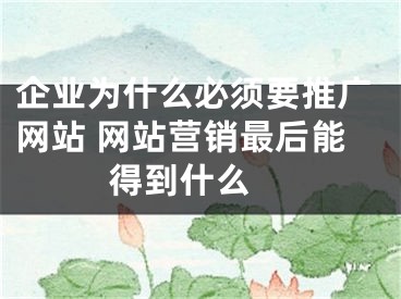 企业为什么必须要推广网站 网站营销最后能得到什么 