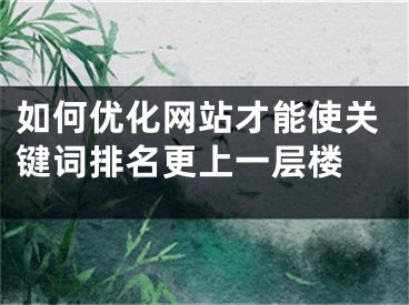 如何优化网站才能使关键词排名更上一层楼 