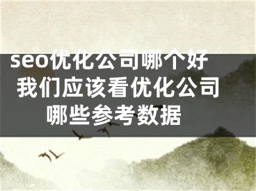 seo优化公司哪个好 我们应该看优化公司哪些参考数据 