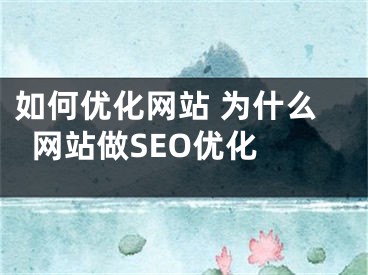 如何优化网站 为什么网站做SEO优化 