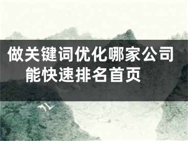 做关键词优化哪家公司能快速排名首页 