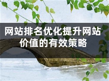 网站排名优化提升网站价值的有效策略