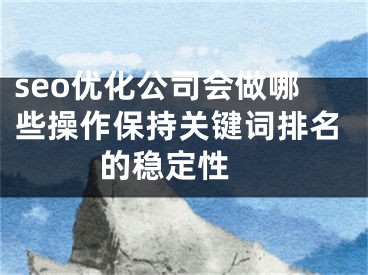 seo优化公司会做哪些操作保持关键词排名的稳定性 