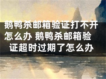 鹅鸭杀邮箱验证打不开怎么办 鹅鸭杀邮箱验证超时过期了怎么办