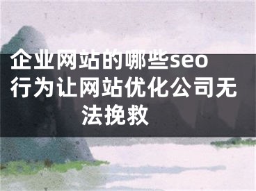 企业网站的哪些seo行为让网站优化公司无法挽救 