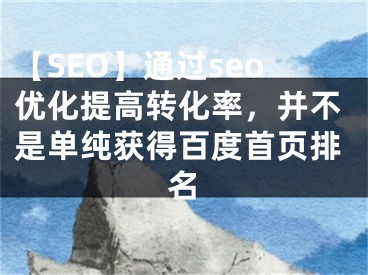 【SEO】通过seo优化提高转化率，并不是单纯获得百度首页排名