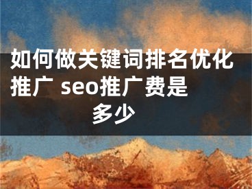 如何做关键词排名优化推广 seo推广费是多少  