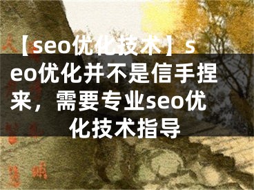 【seo优化技术】seo优化并不是信手捏来，需要专业seo优化技术指导