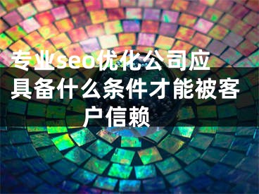 专业seo优化公司应具备什么条件才能被客户信赖 