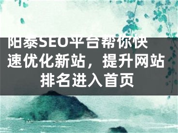 阳泰SEO平台帮你快速优化新站，提升网站排名进入首页