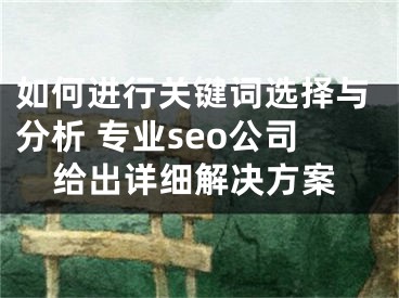 如何进行关键词选择与分析 专业seo公司给出详细解决方案