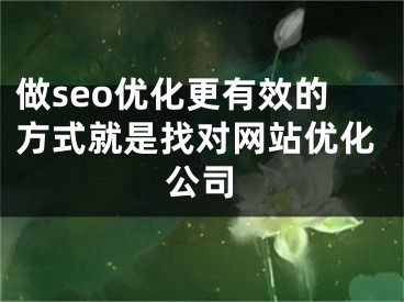 做seo优化更有效的方式就是找对网站优化公司