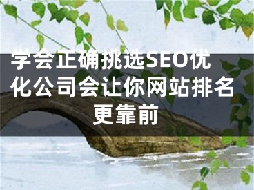 学会正确挑选SEO优化公司会让你网站排名更靠前