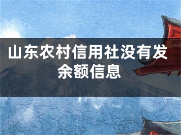 山东农村信用社没有发余额信息