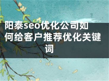 阳泰seo优化公司如何给客户推荐优化关键词 