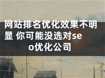 网站排名优化效果不明显 你可能没选对seo优化公司