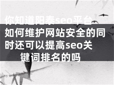 你知道阳泰seo平台如何维护网站安全的同时还可以提高seo关键词排名的吗  