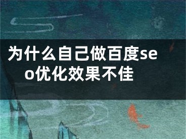 为什么自己做百度seo优化效果不佳 