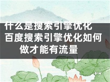 什么是搜索引擎优化 百度搜索引擎优化如何做才能有流量 