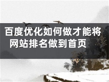 百度优化如何做才能将网站排名做到首页 