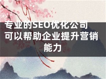 专业的SEO优化公司可以帮助企业提升营销能力