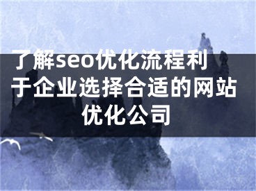 了解seo优化流程利于企业选择合适的网站优化公司