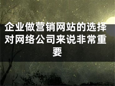 企业做营销网站的选择对网络公司来说非常重要