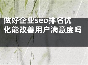 做好企业seo排名优化能改善用户满意度吗 