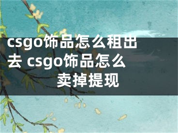 csgo饰品怎么租出去 csgo饰品怎么卖掉提现