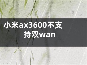 小米ax3600不支持双wan