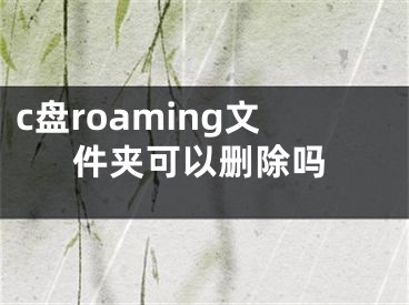 c盘roaming文件夹可以删除吗