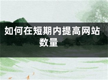 如何在短期内提高网站数量 