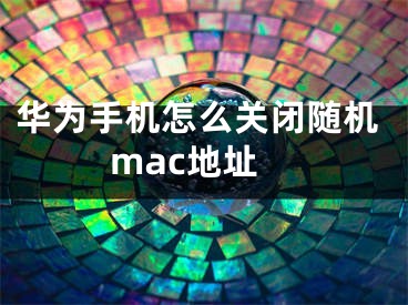 华为手机怎么关闭随机mac地址