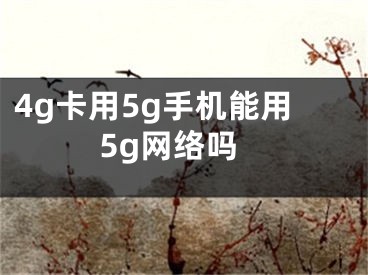 4g卡用5g手机能用5g网络吗