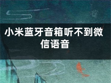 小米蓝牙音箱听不到微信语音