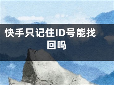 快手只记住ID号能找回吗