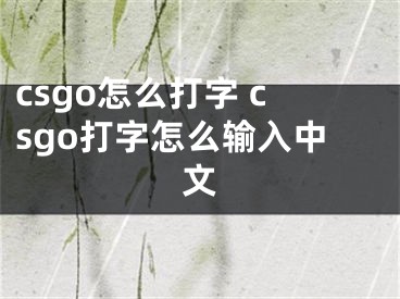 csgo怎么打字 csgo打字怎么输入中文