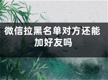 微信拉黑名单对方还能加好友吗