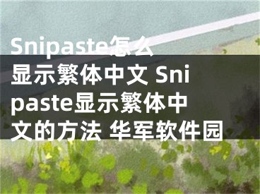 Snipaste怎么显示繁体中文 Snipaste显示繁体中文的方法 华军软件园
