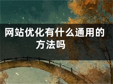 网站优化有什么通用的方法吗 