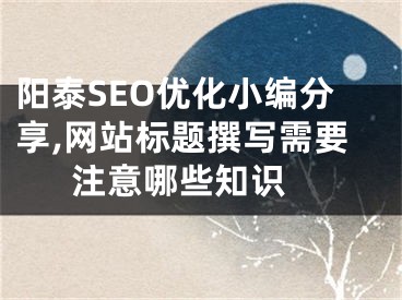 阳泰SEO优化小编分享,网站标题撰写需要注意哪些知识 