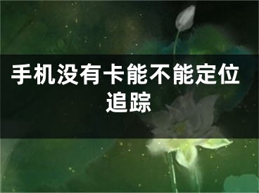 手机没有卡能不能定位追踪