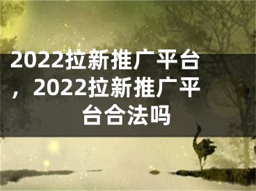 2022拉新推广平台，2022拉新推广平台合法吗