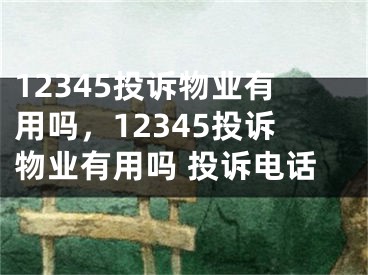 12345投诉物业有用吗，12345投诉物业有用吗 投诉电话